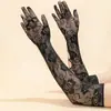 Luvas de Malha Europeias e Americanas da Moda Transfronteiriças, Luvas de Malha Escura Góticas, Luvas para Cosplay de Halloween