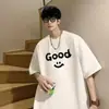 Camiseta Retro Americana de Manga Corta para Hombre, Verano, Algodón Puro de Peso Pesado, Marca de Moda para Adolescentes, Camiseta de Media Manga Holgada y Versátil