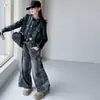 Jaqueta Shirt de Couro Tendência Cool Nova Estilo Outono para Crianças Médias e Grandes Estilo Cool e Curto Roupa de Motociclista Saída de Meninas Casaco de PU