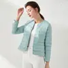 Chaqueta Corta Ligera de Plumas para Mujer Estilo 2026 con Cuello Redondo, Forro de Plumas de Pato Blanco, Abrigo Versátil de Moda Coreana Transfronterizo