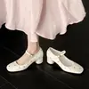 Zapatos Mary Jane de tacón grueso, punta redonda, corte bajo, versátiles, para mujer, otoño, para ir al trabajo, modernos, nuevo estilo 2026, con una sola tira, de cuero completo