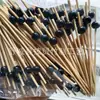 Cuentas Doradas de Madera, Cuentas de Madera Natural, Palillos Decorativos Desechables de Bambú, Palillos para Frutas, Palillos Artísticos de Bambú, Palillos para Cócteles