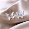 Estilo francês luz de luxo high-end azul cristal borboleta brincos artístico elegante pequeno fresco orelha studs nicho brincos requintados