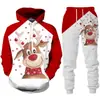 Traje navideño transfronterizo nuevo para Europa y Estados Unidos 2024 sudadera con capucha y chalecos con estampado digital 3D para otoño e invierno para hombres y mujeres