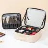 Bolsa de Maquillaje con Espejo LED, Bolsa de Maquillaje de Alta Gama, Bolsa Portátil de Gran Capacidad, Bolsa Portátil Multicapa de Alto Valor