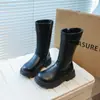 Zapatos para Niñas Botas Largas para Niños 2025 Otoño e Invierno Nuevas Botas de Cuero de Longitud Media Botas de Algodón para Niñas Pequeñas Princesas con Forro de Felpa