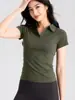 Ropa Personalizada de Fitness para Bádminton para Mujer, Top Transpirable de Cuello en V Ajustado para Yoga, Polo Deportivo de Manga Corta para Golf y Tenis