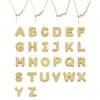 Collar Colgante Misterioso y Lujoso con Circonitas Incrustadas y 26 Letras Inglesas, Acero Inoxidable Chapado en Oro de 18k, Collar de Joyería para Mujer