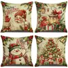 Fronha de almofada de boneco de neve de árvore de Natal, capa de almofada de sofá, luxuosa e espessa, macia, para decoração de sala de estar e quarto