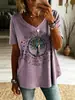 Comercio Exterior Transfronterizo Amazon Sitio Independiente Temu Camiseta de Cuello en V Estampado Digital 3D Top de Manga Corta Estilo Bohemio