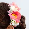 Acessórios Transfronteiriços Europeus e Americanos, Pente de Cabelo e Grampo de Cabelo Doces com Flores Artificiais, Ornamento de Cabelo de Flor Estilo Férias Boêmio com Franjas