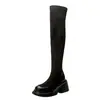 Botas elásticas elegantes y con estilo 2026 otoño e invierno nuevas botas altas de suela gruesa con tacón grueso botas ajustadas botas tipo manga botas largas
