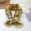 100% Algodón Diseño Coreano Cuadros Azules Cuadrado Pequeño Bufanda para Mujer Primavera Verano Versátil Combinación Camisa Decoración Bufanda Pequeña para Cuello Bufanda de Seda