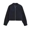 Atacado de Roupas Femininas Transfronteiriças Jaqueta Casual de Trabalho com Gola Alta para Primavera e Outono com Design de Costura Visível, Casaco Curto, Blusa Solta