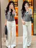 Top Casual de Encaje Adelgazante con Cordones para Mujer 2025 Otoño Nuevo Estilo Coreano Elegante Reductor de Edad Tejido de Punto de Manga Larga