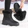 Botas de neve de cano alto 2026, botas de esqui impermeáveis, transfronteiriças, forradas com fleece para aquecimento, botas de inverno para exterior, modernas e versáteis, antiderrapantes e espessadas