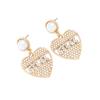 Pendientes de aleación con letras de amor, estilo europeo y americano, ligeros y lujosos, con perla, distintivos pendientes con forma de corazón de diamantes de colores para el Día de la Madre.
