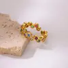 Anillo de Apertura de Color Ajustable Estilo INS Europeo y Americano Anillo de Amor con Circonita Oro de 18 Quilates