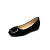 Sapatos Planos com Fivela Quadrada Aumenta-Altura 5CM e Bico Redondo para Mulheres, Novo Estilo Francês Outono 2026 Sapatos Quentes Forrados com Lã Suede e Pelo