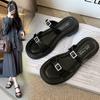 Zapatillas de Noche para Mujer Verano 2025 Nueva Llegada Estilo Francés Sandalias plateadas Playa Mar Tacón Grueso Lazo Zapatos de Mujer
