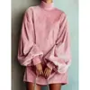 2026 Amazon site independente transfronteiriço estiloso outono novo solto manga longa feminina vestido de gola semi-alta