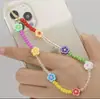 Lanyard de Teléfono Móvil de Cerámica Suave de Color Étnico de Moda Personalizado Cadena de Teléfono Móvil con Ojos de Cuentas Letras LOVE Adornos Colgantes para Mujer