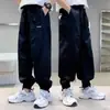 Calças casuais para meninos, calças infantis de algodão puro para primavera e outono, tamanhos médio e grande, calças longas de verão, estilo fino, calças anti-mosquito de outono para meninos, da moda
