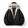 Chaqueta de Algodón con Cuello de Felpa Estilo Retro Americano Abrigo de Algodón Ropa de Algodón para Hombres y Mujeres Parka con Capucha Holgada Otoño e Invierno