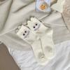 Meias Grossas de Lã de Camelo Outono e Inverno Série de Expressões Meias Femininas de Cano Médio Desenho Animado Japonês Fofas Quentes Meias para Dormir Empilhadas