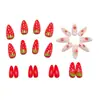 Unhas Postiças de Morango Fruta Transfronteiriças Unhas Vestíveis Europeias e Americanas Patches de Unhas Vestíveis Médios Unhas de Manicure Venda por Atacado