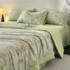 Conjunto de quatro peças de colcha de verão em jacquard de algodão puro com camada dupla de gaze, colcha fina para o verão, lavável à máquina, colcha fresca de verão para dormitório e quarto, colcha de ar condicionado