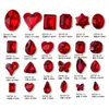 Rinestones Súper Brillantes Rojos para Uñas, Cubo de Azúcar, Corazón Inclinado, Cristales Cuadrados Gruesos con Base Cónica, Rinestones Rojos Chinos Versátiles de Lujo Ligero para Uñas
