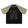 Ropa para Hombre Beijie 2026 Verano Nueva Camiseta de Manga Corta con Estampado Retro para Hombre Cuello Redondo Bloque de Color Camiseta de Media Manga