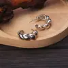 Pendientes de Plata S925 con Diseño Nicho Estilo Coreano de Croissant, Pendientes de Moda para Hombres y Mujeres, Pendientes Brillantes Estilo Francés con Giro Espiral