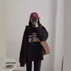 Moletom cartoon preto, peça externa feminina, outono/inverno 2026, uma peça popular e estilosa este ano, com um design descontraído e moderno, e um top com capuz