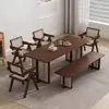 Mesa y sillas de comedor de madera maciza nórdica Estilo Wabi-sabi mesa de comedor rectangular de tronco de árbol Integrado para B&B, restaurante, sala de estar, comedor y escritorio de estudio