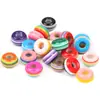 Cuentas Redondas de Agujero Grande Rayadas de Colores Resina Accesorios Pequeños Rueda Cuentas Planas Accesorios para Joyería DIY Cuentas Sueltas Venta al por Mayor