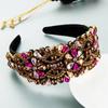 Diadema de retorno suministro transfronterizo al por mayor Barroco retro de ala ancha con diamantes de imitación de vidriera de ala ancha gorgeous diadema resistente