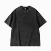 Camiseta de gola redonda de algodão lavado, manga curta, floco de neve frito, 240g, retrô, masculina, ombro solto, maré, top