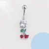 Anillos de Ombligo de Acero Inoxidable Coloridos Transfronterizos Europeos y Americanos, Serie Completa de Diamantes de Alta Gama, Varios Accesorios para Piercing de Ombligo Serie Fruta Cereza