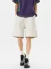 Pantalones cortos deportivos de seda helada de estilo americano de secado rápido para hombre, pantalones cortos de verano holgados de pierna recta hasta la rodilla con cordón, pantalones casuales versátiles de trabajo de longitud media