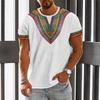 Estilo étnico retrô europeu e americano, estampa 3D, manga curta, 2024, nova primavera e verão, camiseta masculina com gola redonda Eye of Horus
