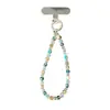 Cordón de cristal para teléfono, cadena de cristal simple de doble capa con forma de bola de flor, exquisito accesorio de pulsera para funda de teléfono
