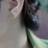 Pendientes de Imitación de Jade Hetian para Mujer, Pendientes Retro de Perlas Verdes Redondas de Lujo Accesible de Nicho, Simples Elegantes, Pendientes para Ropa de Trabajo Diaria