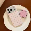 Capa Magnética Ins Estilo Coreano com Bolinhas e Estrelas Adequada para Celular Apple 17Promax Capa para Iphone16P Fofa com Suporte 15