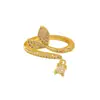Anillo abierto estilo océano para mujer, estrella de mar y cola de sirena, incrustado con pedrería, ajustable, moderno, accesorio de anillo de dedo personalizado