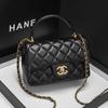 Bolso Chanel para Mujer 2026 Nuevo de Moda Bolso de Mano de Cuero Genuino de Moda Bolso de Cadena Acolchado de Gama Alta Simple Cruzado