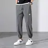 Pantalones de verano finos para hombre, pantalones casuales de primavera, moda de marca, de secado rápido, deportivos hasta el tobillo, pantalones de seda de hielo para hombre