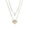 Collar Transfronterizo Europeo y Americano para Mujer, Estilo Trendy de Chica Cool, Cadena de Clavícula de Doble Capa, Acero de Titanio Chapado en Oro de 18K, Cadena Minimalista para Suéter