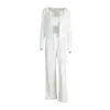 Conjunto de tres piezas de ropa interior de manga larga tipo cárdigan transfronterizo, pantalones largos y pijama, pijama de jacquard otoño 2025 europeo y americano, ropa de casa de comercio exterior